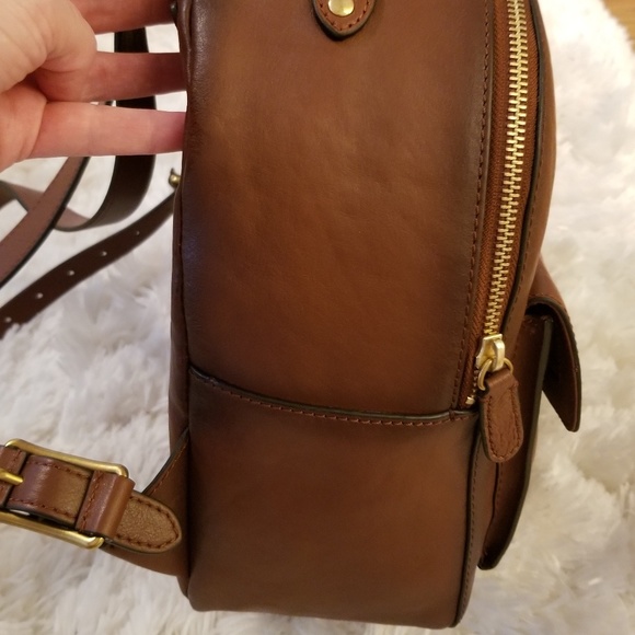 FRYE Olivia Genuine Leather Backpack Cognac Color - Picture 4 of 8